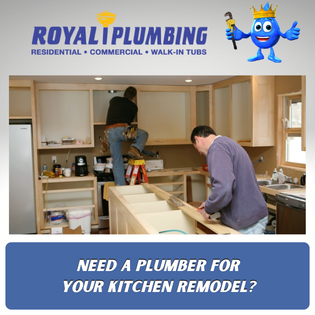 Need a plumber for your kitchen remodel? Picture of two men remodeling a kitchen